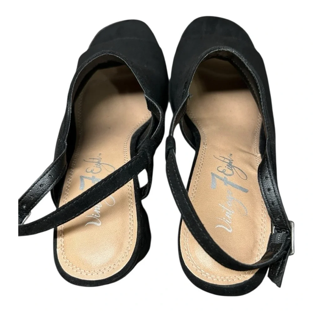 VINTAGE 7 EIGHT Women's Heel Sandals Black colored Suede open toe size 8 Medium